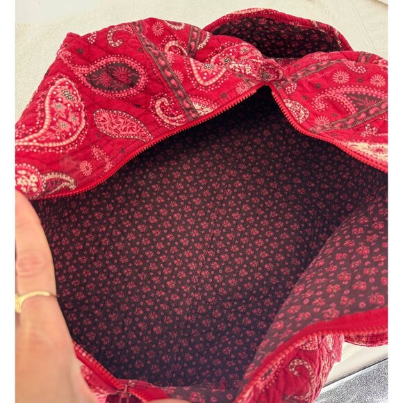 Vera Bradley XL Mesa Red Paisley Double Strap Duffel Bag - Picture 6 of 9